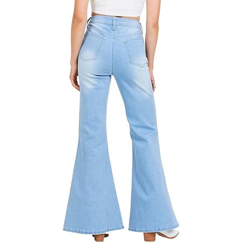 Altar'd State Jeans light wash high rise super wide flared bottoms all sizes NWT - Picture 4 of 8